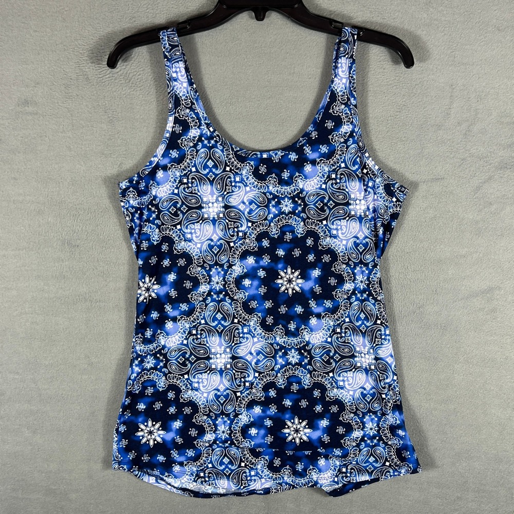 No Boundaries Juniors Tank Top XL/XG 15-17 Blue Bandana Paisley Sleeveless Scoop